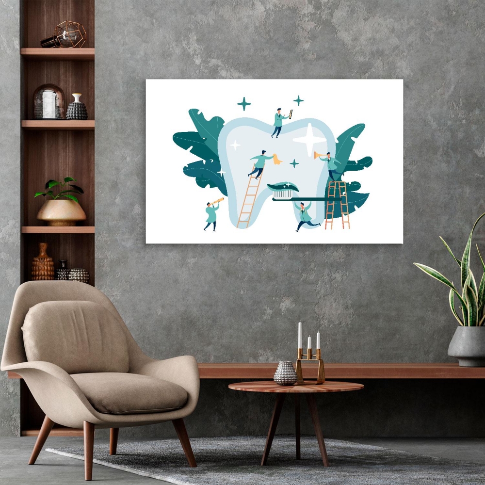 

Картина на холсте Стоматология A Group Of Dentists Take Care Of The Tooth 40х80 см.