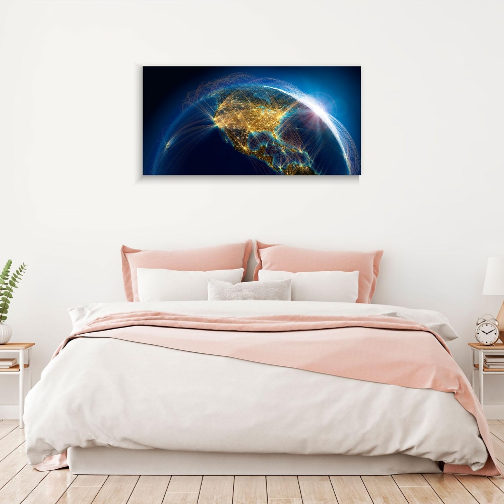 

Картина на холсте Космос Planet earth with air routes 90х120 см.