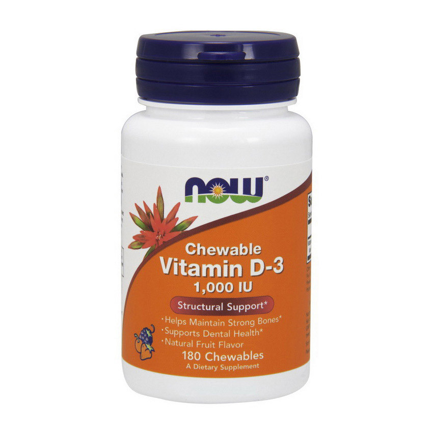 

Жевательный Витамин Д-3 (холекальциферол) Нау Фудс / Now Foods Vitamin D-3 1000 IU Chewable (180 chewables)