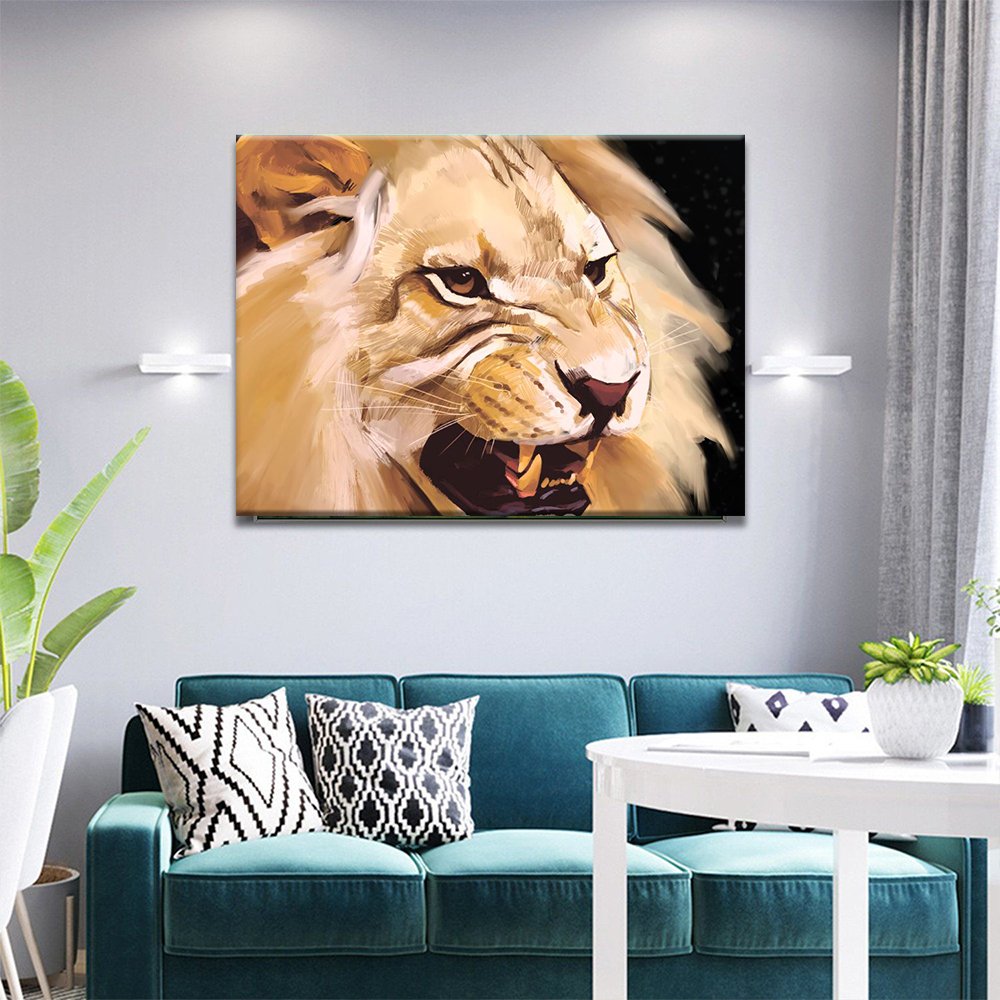 

Картина на холсте Животные Angry Lion 110х150 см.
