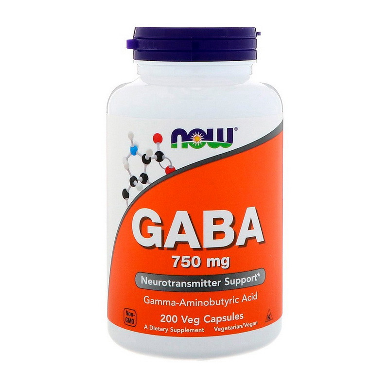 

Аминокислота Габа (ГАМК - Гамма аминомасляная кислота) Нау Фудс / Now Foods GABA 750 mg 200 caps / капсул