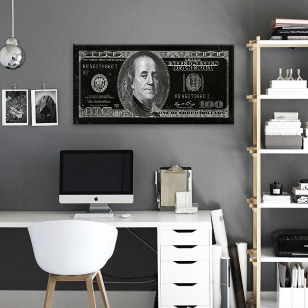 

Картина на холсте Деньги 100$ Silver 90х180 см.