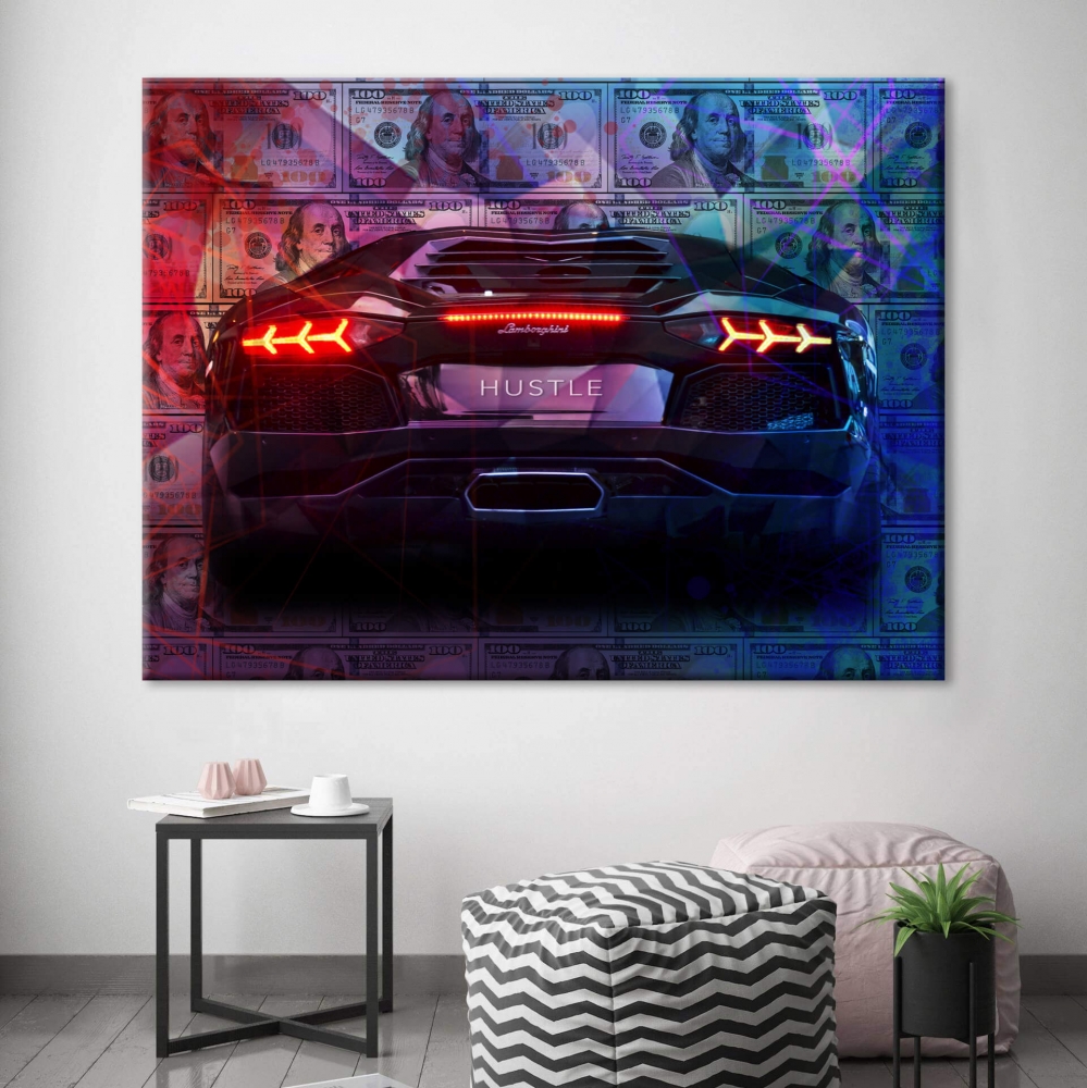 

Картина на холсте Деньги Hustle 110х150 см.