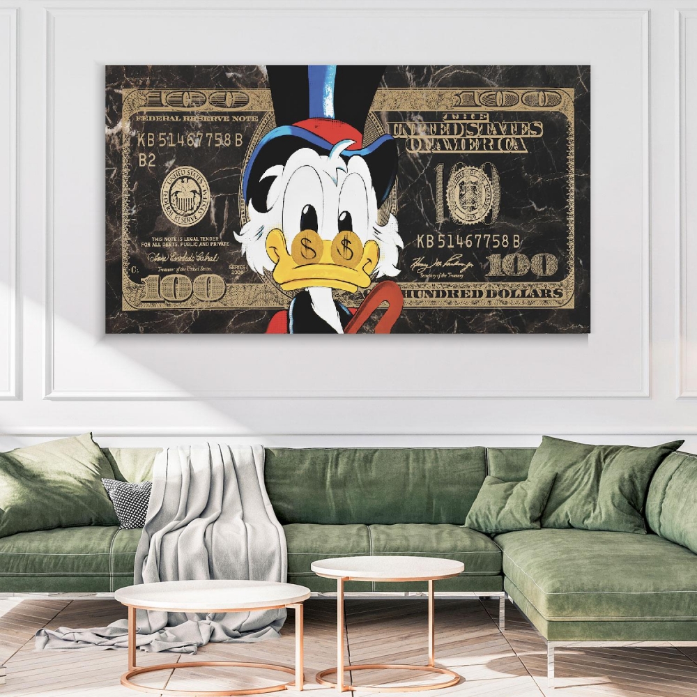 

Картина на холсте Деньги 100$ Black Scroodge 50х100 см.