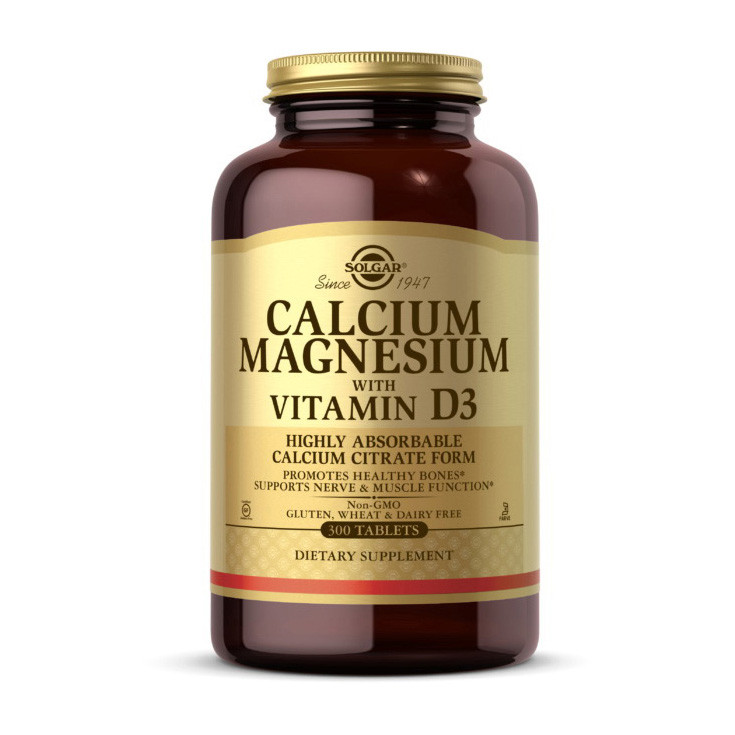 

Кальций магний с витамином Д3 Solgar Calcium Magnesium with Vitamin D3 (300 tab)
