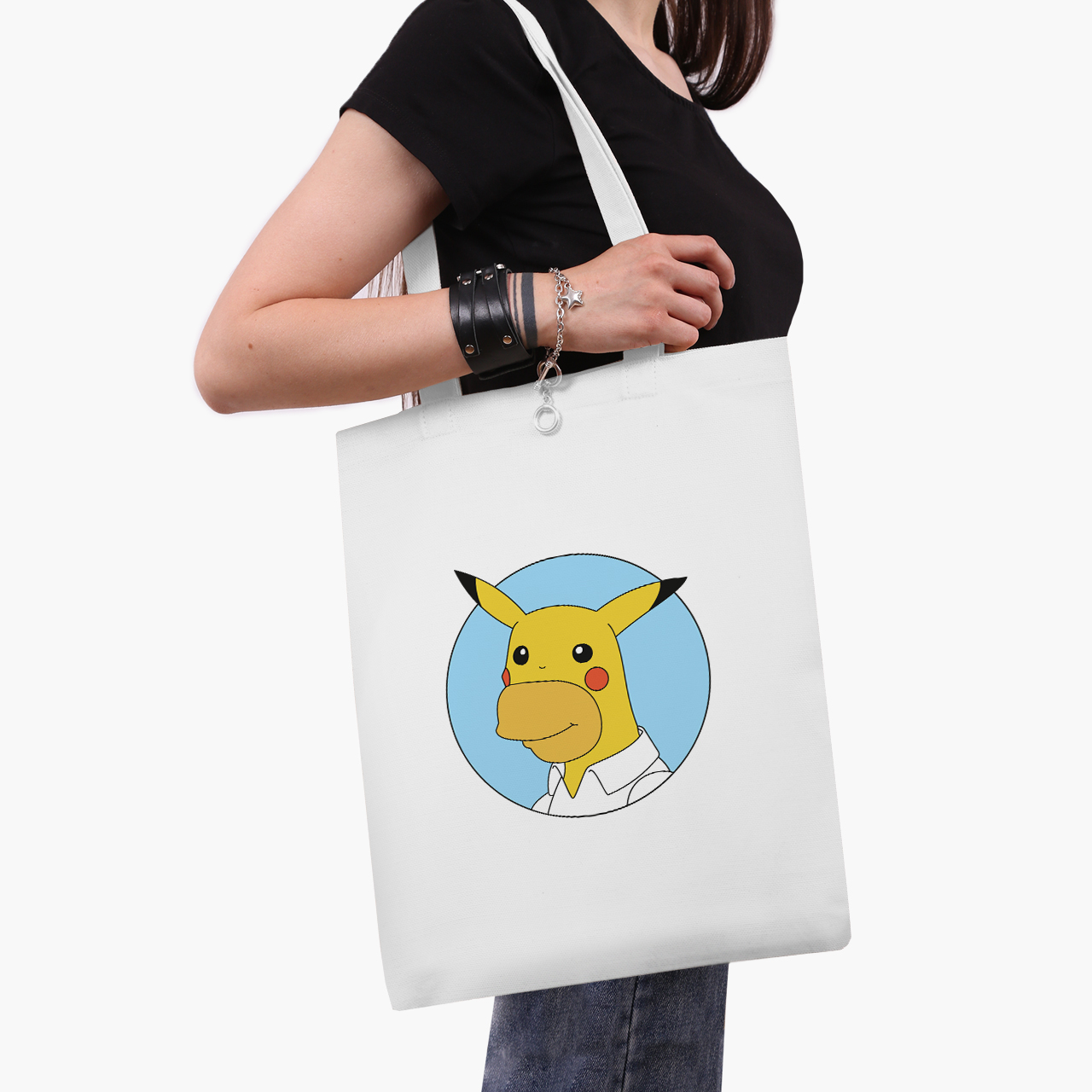 

Эко сумка шоппер Гомер-чу Симпсоны и Пикачу (Homer Choo The Simpsons and Pikachu) (9227-2001) 41x35 см Белый