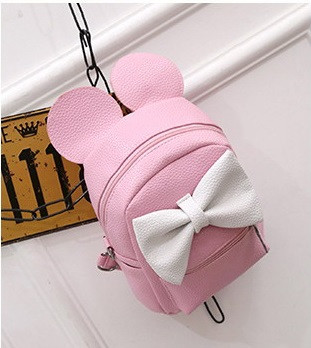 

Рюкзак Микки Маус маленький Mickey bag розовый с белым бантом ( IBR083PO )