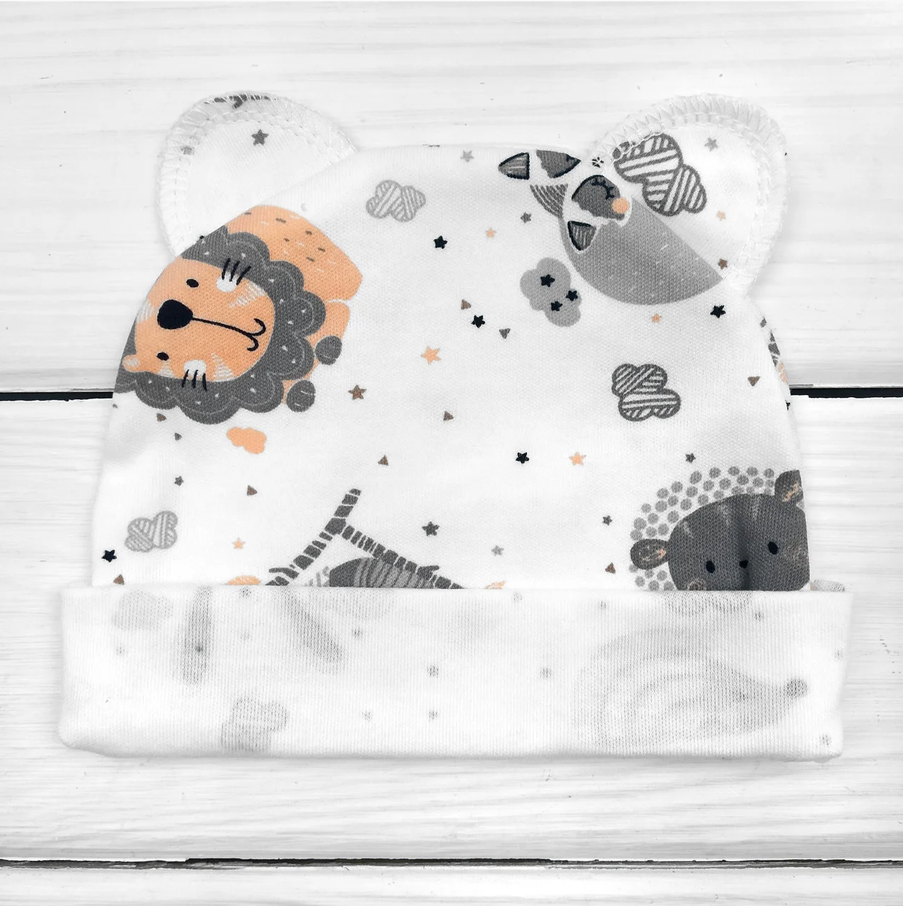 

Шапочка с ушками Malena зверята белый;серый 38