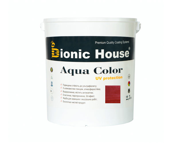 

Краска для дерева Bionic-House Aqua Color UV-protect 2,5л Вишня А108