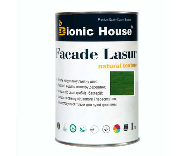

Краска для дерева FACADE LASUR Bionic-House 1л Кипарис