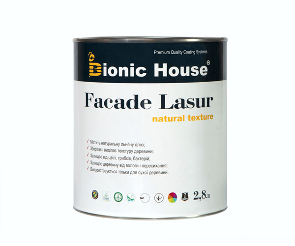 

Краска для дерева FACADE LASUR Bionic-House 2,8л Бесцветный