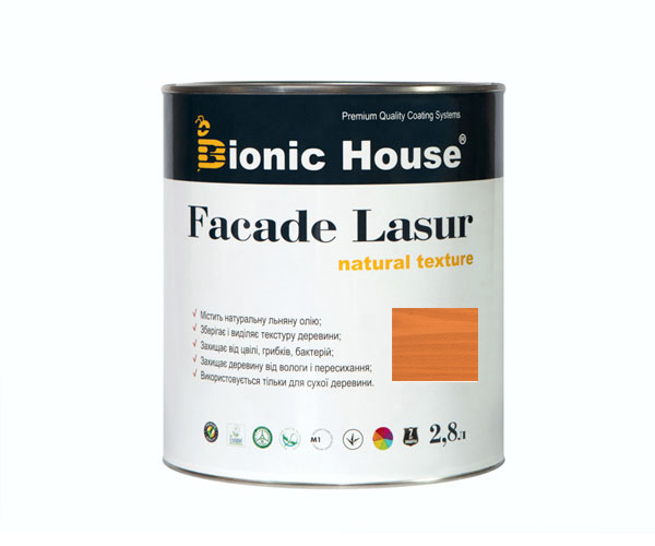 

Краска для дерева FACADE LASUR Bionic-House 2,8л Миндаль А112