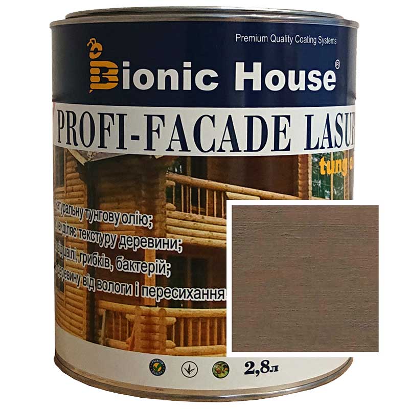 

Краска для дерева PROFI-FACADE LASUR tung oil 2,8л Умбра