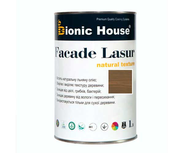 

Краска для дерева FACADE LASUR Bionic-House 1л Хаки