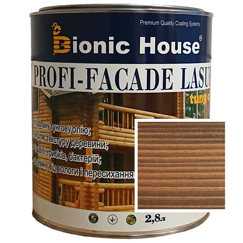 

Краска для дерева PROFI-FACADE LASUR tung oil 2,8л Кедр