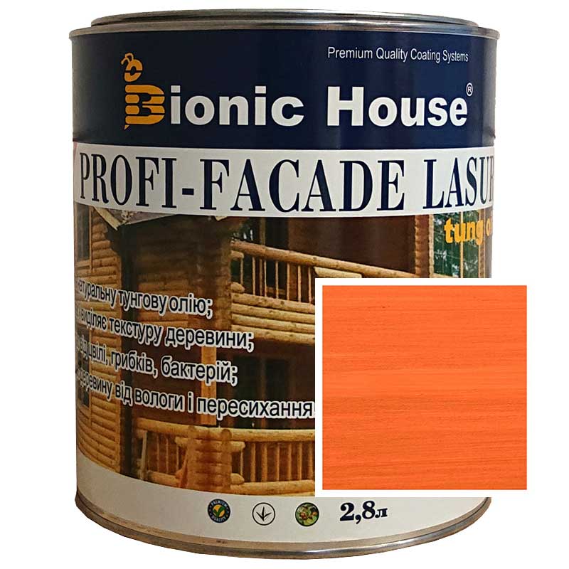 

Краска для дерева PROFI-FACADE LASUR tung oil 2,8л Рябина