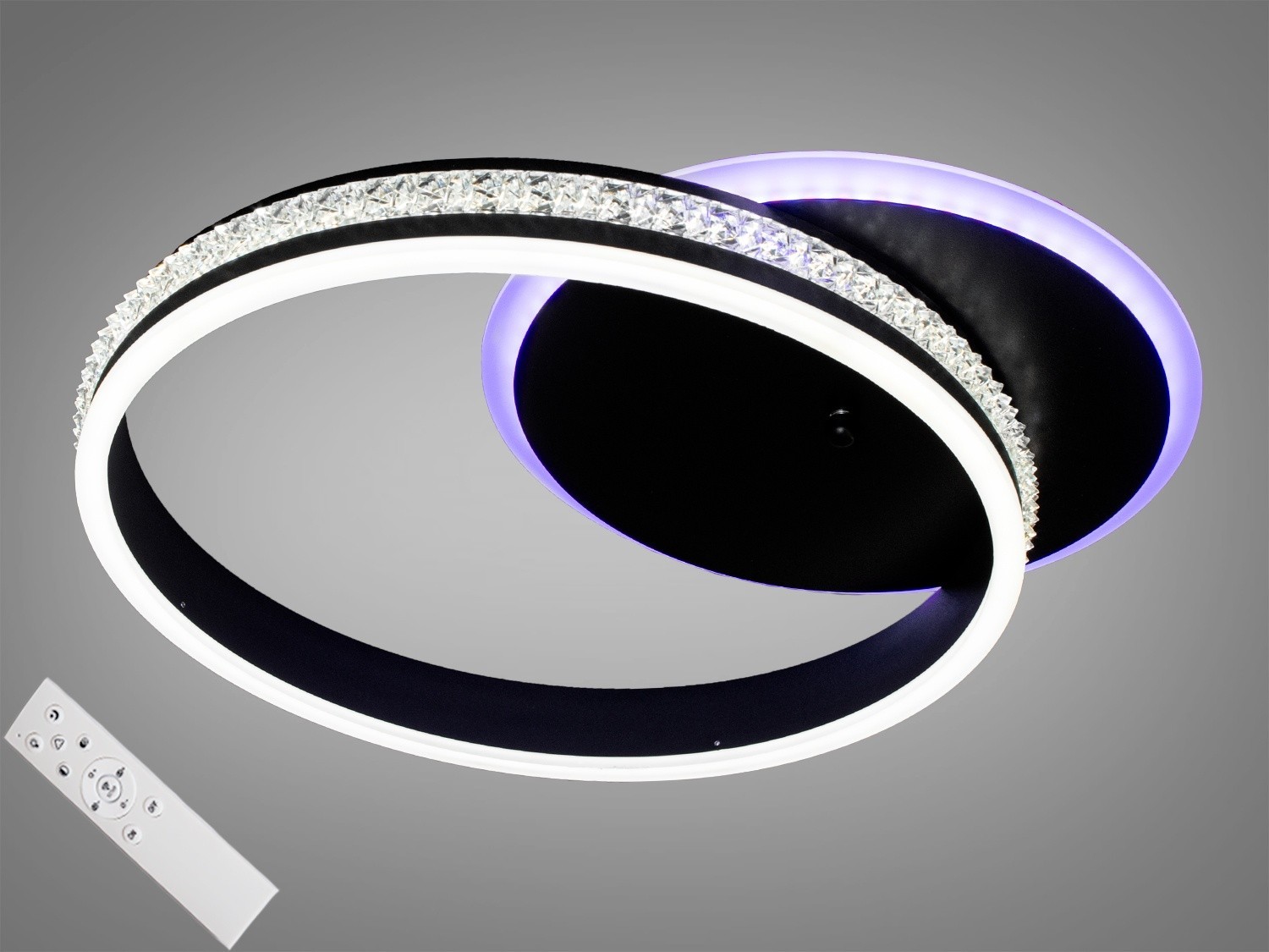 

Потолочная стильная LED люстра AlexMosh с диммером и подсветкой 85W цвет черный (870)