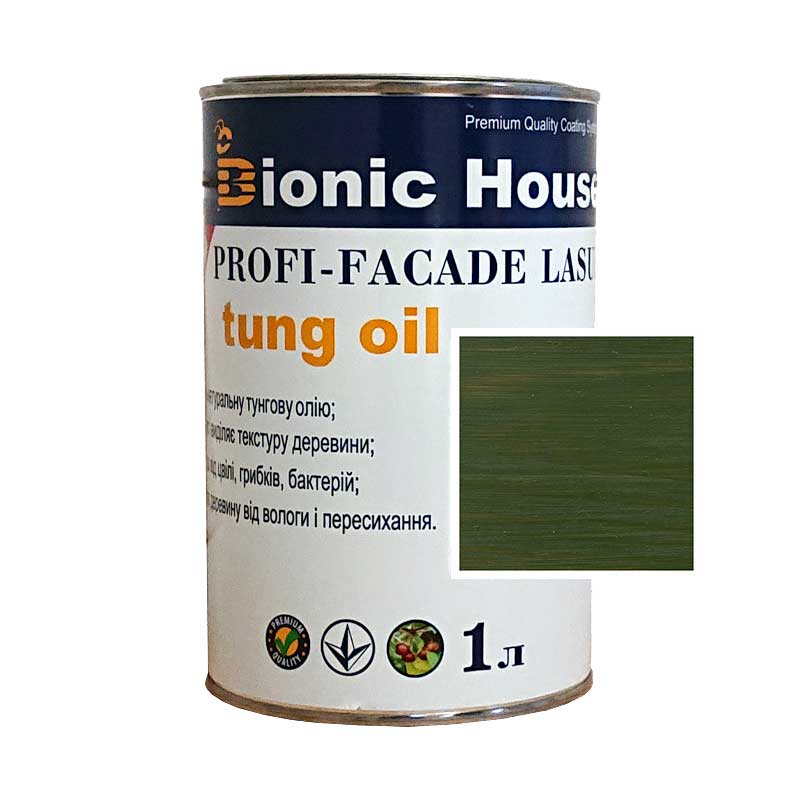 

Краска для дерева PROFI-FACADE LASUR tung oil 1л Мирта