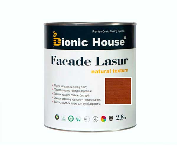 

Краска для дерева FACADE LASUR Bionic-House 2,8л Каштан