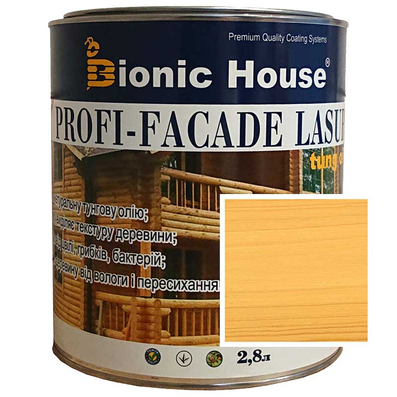 

Краска для дерева PROFI-FACADE LASUR tung oil 2,8л Светлый Дуб