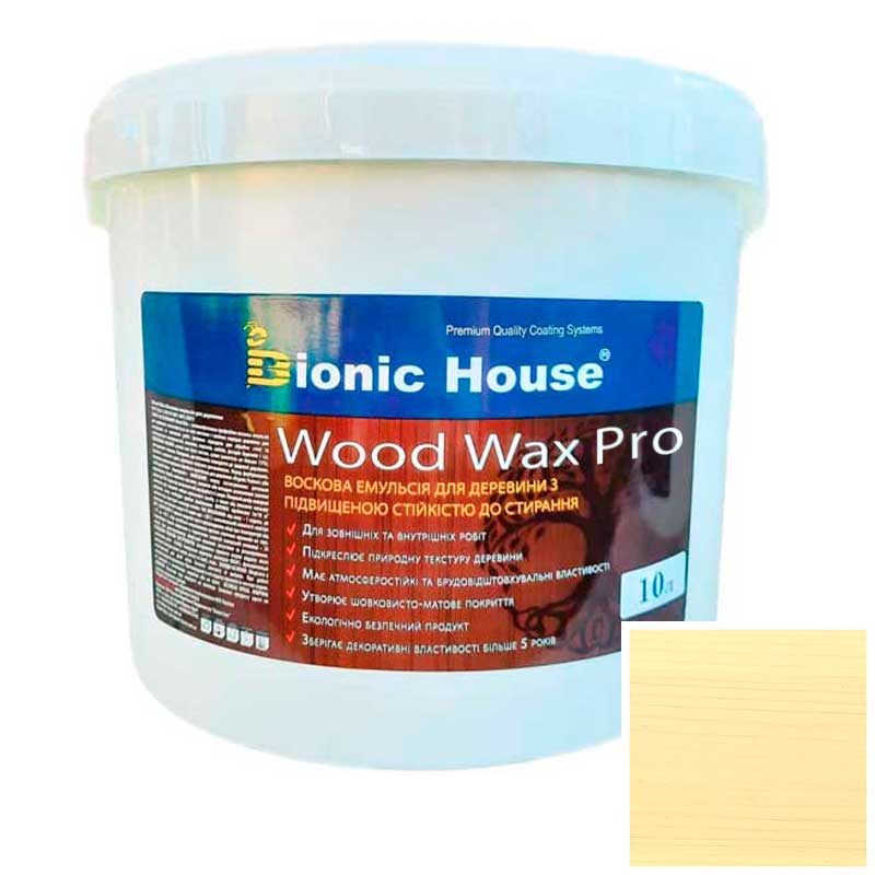 

Краска для дерева WOOD WAX PRO безцветная база Bionic-House 10л Слоновая Кость