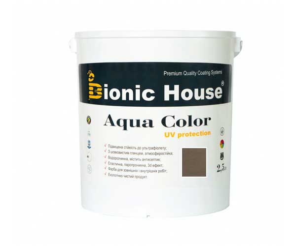 

Краска для дерева Bionic-House Aqua Color UV-protect 2,5л Умбра