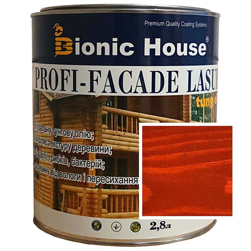 

Краска для дерева PROFI-FACADE LASUR tung oil 2,8л Тик