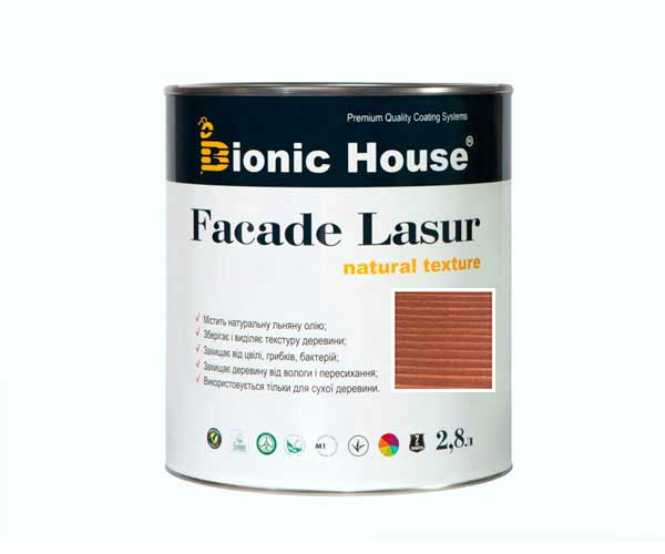 

Краска для дерева FACADE LASUR Bionic-House 2,8л Сандал