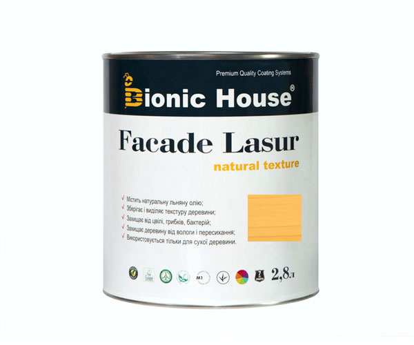 

Краска для дерева FACADE LASUR Bionic-House 2,8л Светлый дуб А126