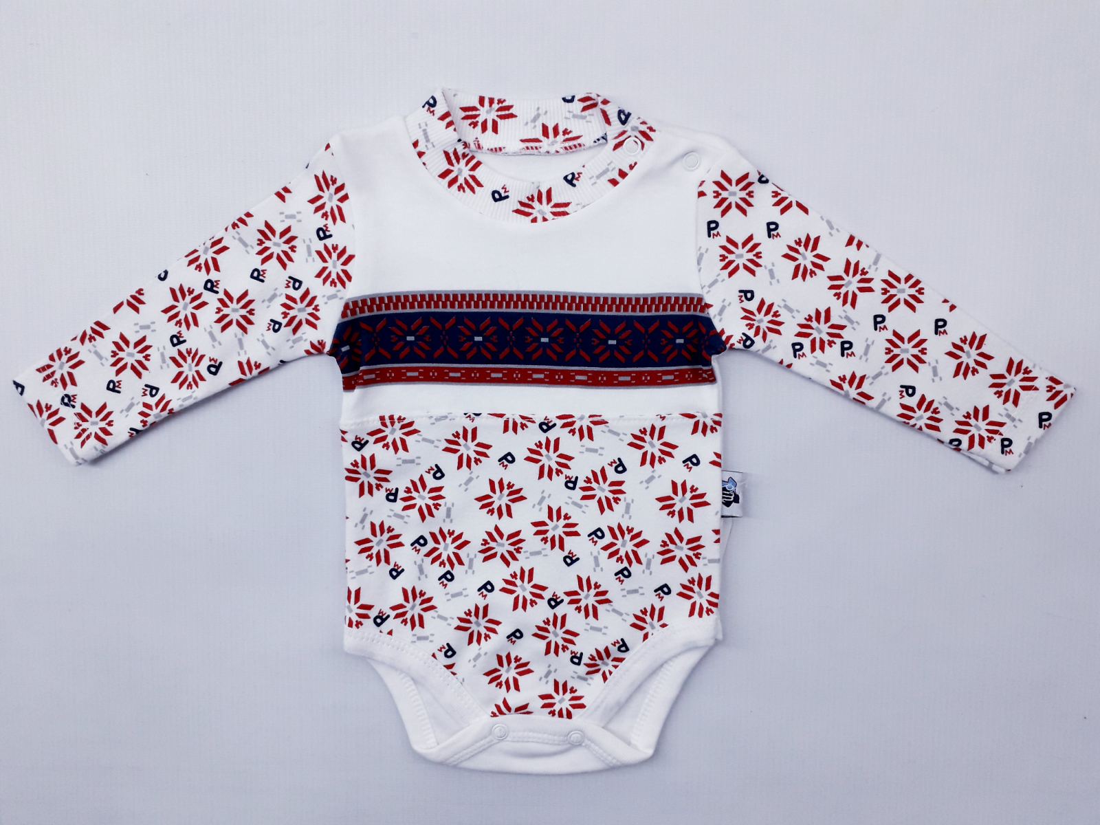 

Боди длинный рукав Baby kids 0703 56см (р) белый с красным