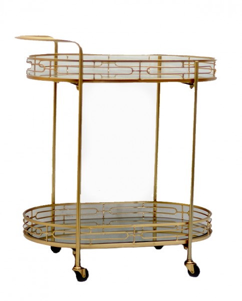 

Столик сервировочный Арт деко на колесах из металла Present 50129 золотой