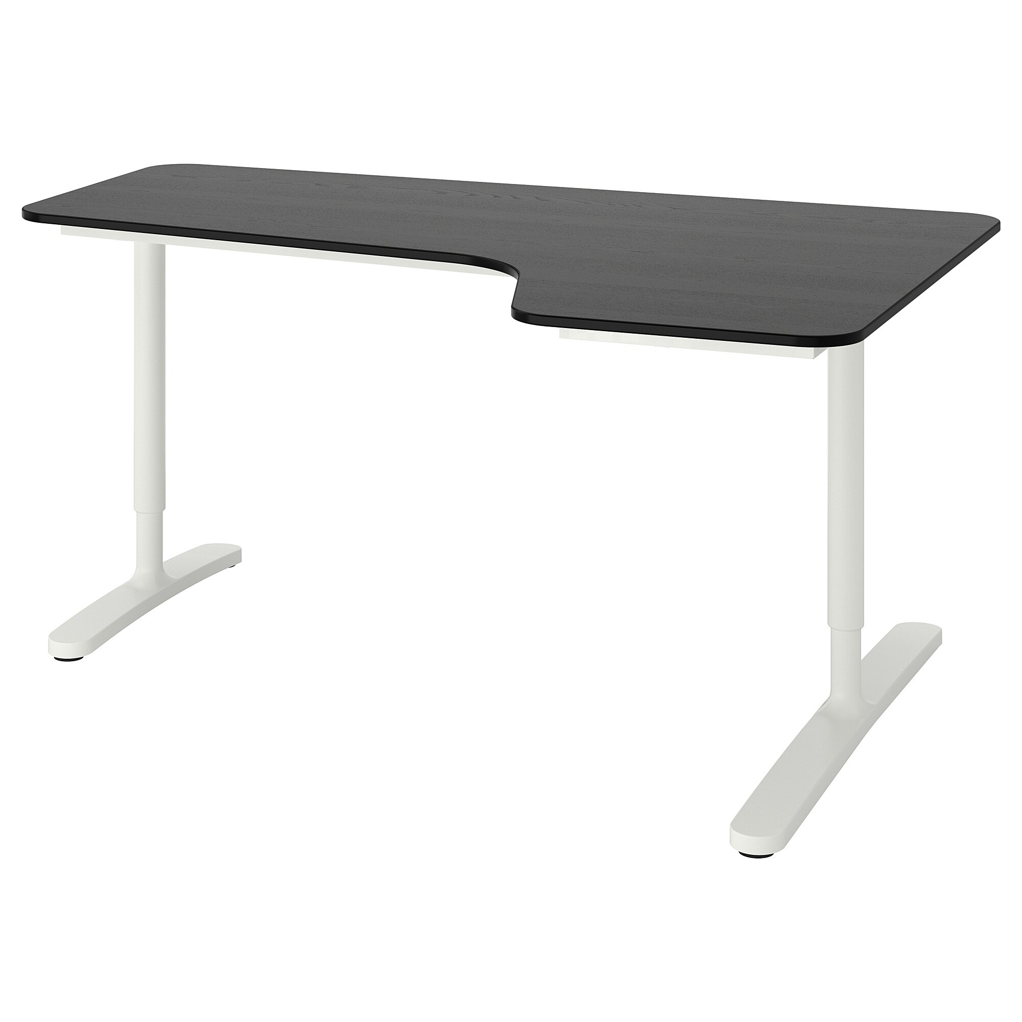 

Стол письменный угловой IKEA BEKANT 160x110 см ясеневый шпон/черная морилка, белый 992.829.01