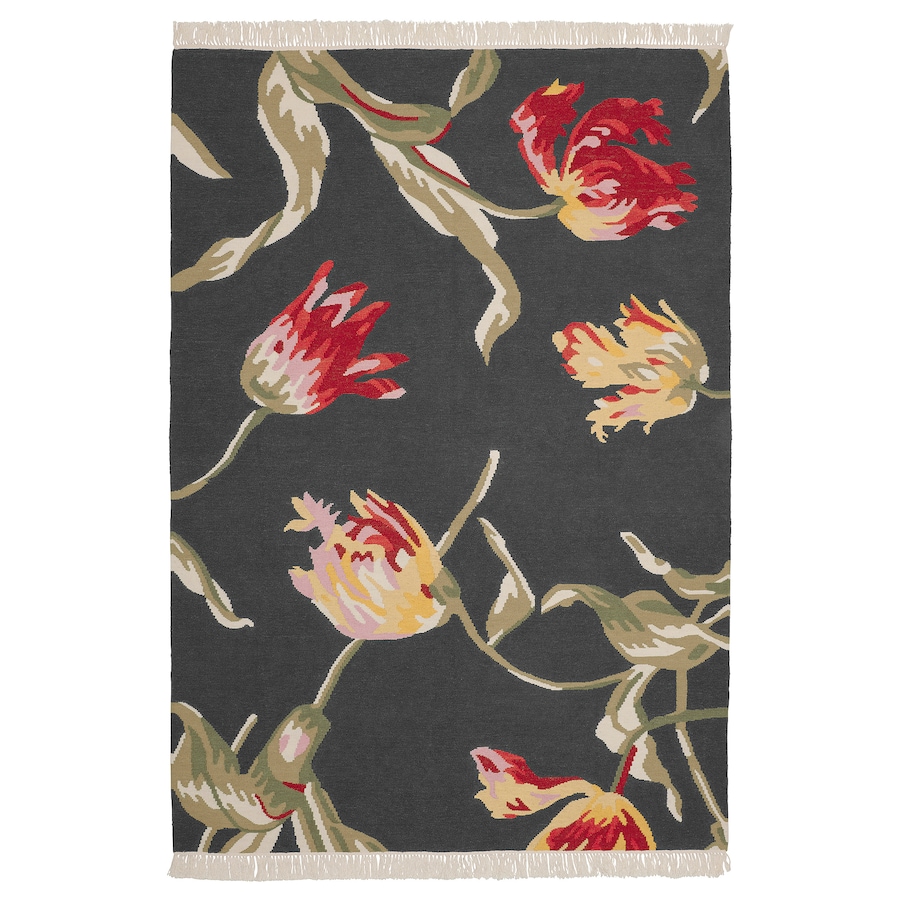 

Ковер IKEA ALANDSROT безворсовый черный, 133x195 см 104.839.03