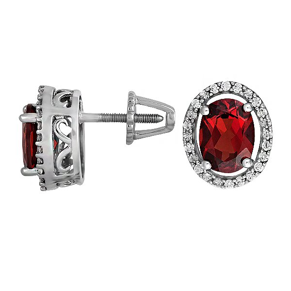 

Серьги из белого золота с гранатами и куб. циркониями 078118