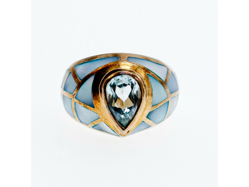 

Серебряное кольцо с голубой шпинелью и перламутром Натуральный Sky Jewelry 002895