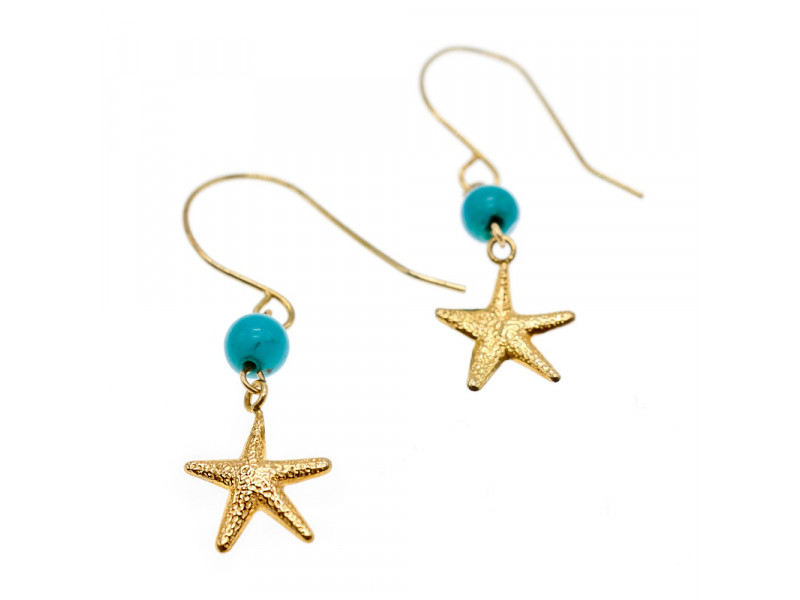 

Золотые серьги с бирюзой Морская Звезда Натуральный Sky Jewelry 002826