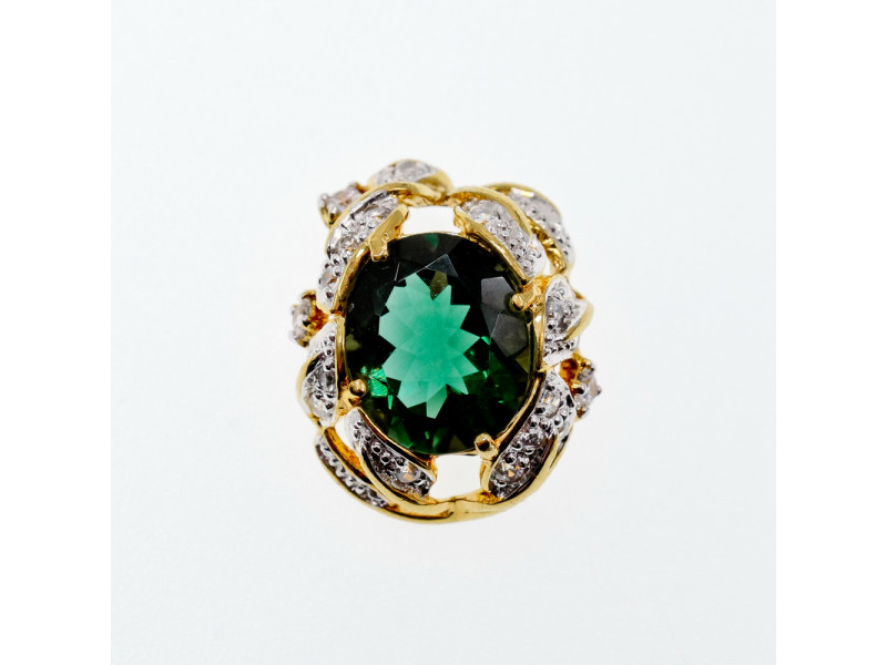 

Серебряный кулон в позолоте с изумрудом и фианитами Натуральный Sky Jewelry 003061