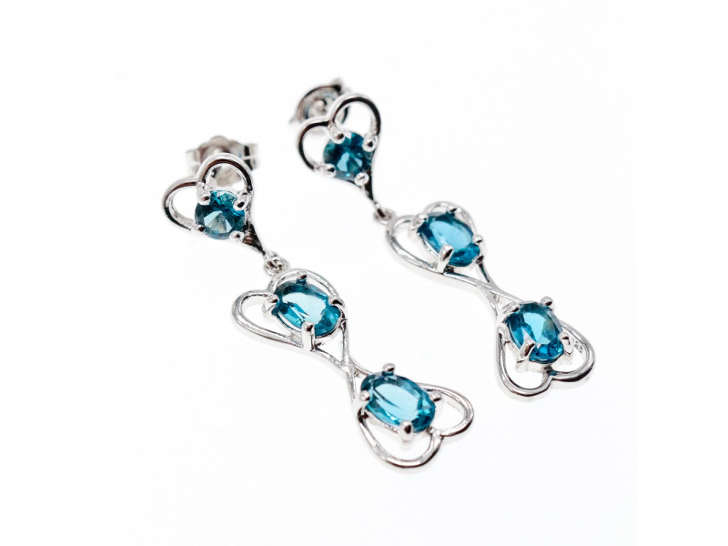 

Серебряные серьги с аквамарином Сердца Натуральный Sky Jewelry 002987