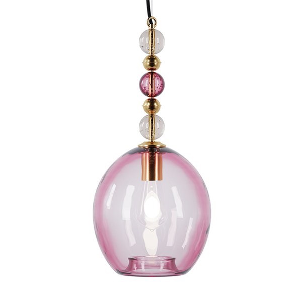 

Подвесной светильник для кухни, спальни, бара, прихожей, коридора Colorglass Balls 5434-7 стекло розовый/латунь коричневый PikArt