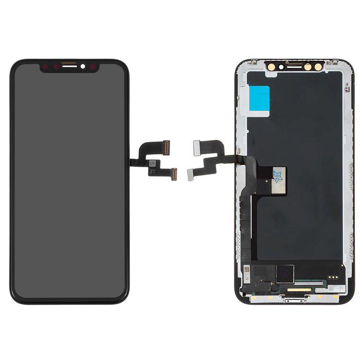 

Дисплей для iPhone X, чорний, із сенсорним екраном, з рамкою, (OLED), Сopy, AAA, GX OEM soft