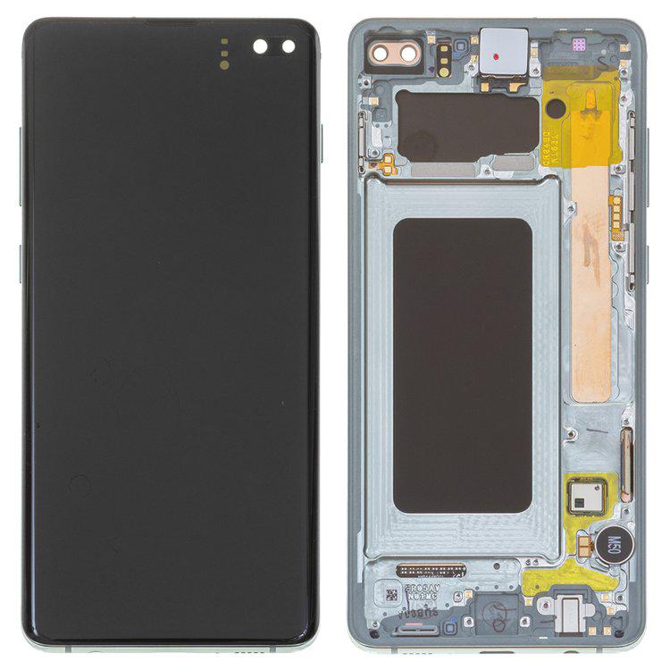 

Дисплей для Samsung G975 Galaxy S10 Plus, зелений, із сенсорним екраном, з рамкою, Original, сервісне опаковання, prism green, #GH82-18849E/GH82-18834E