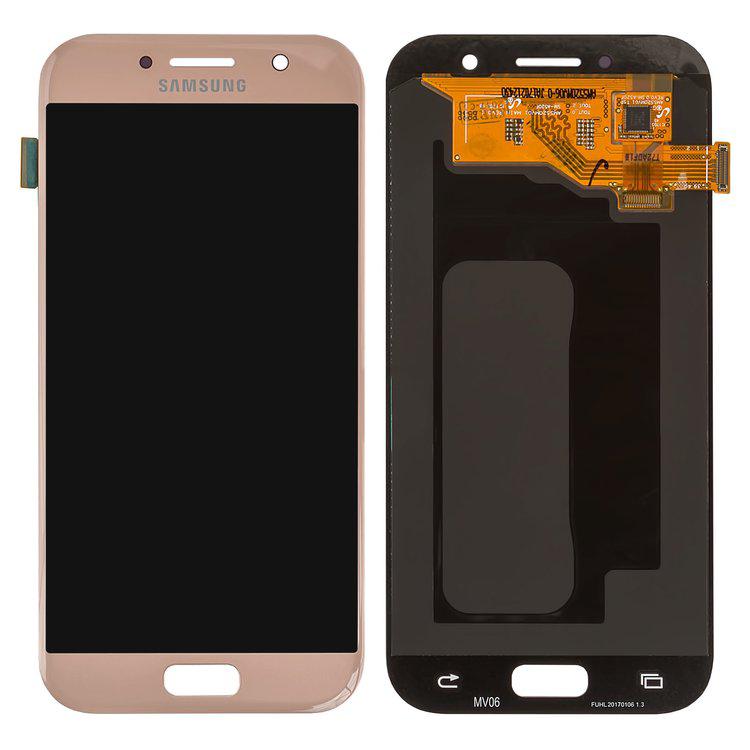 

Дисплей для Samsung A520 Galaxy A5 (2017), рожевий, із сенсорним екраном, оригінал (переклеєне скло)