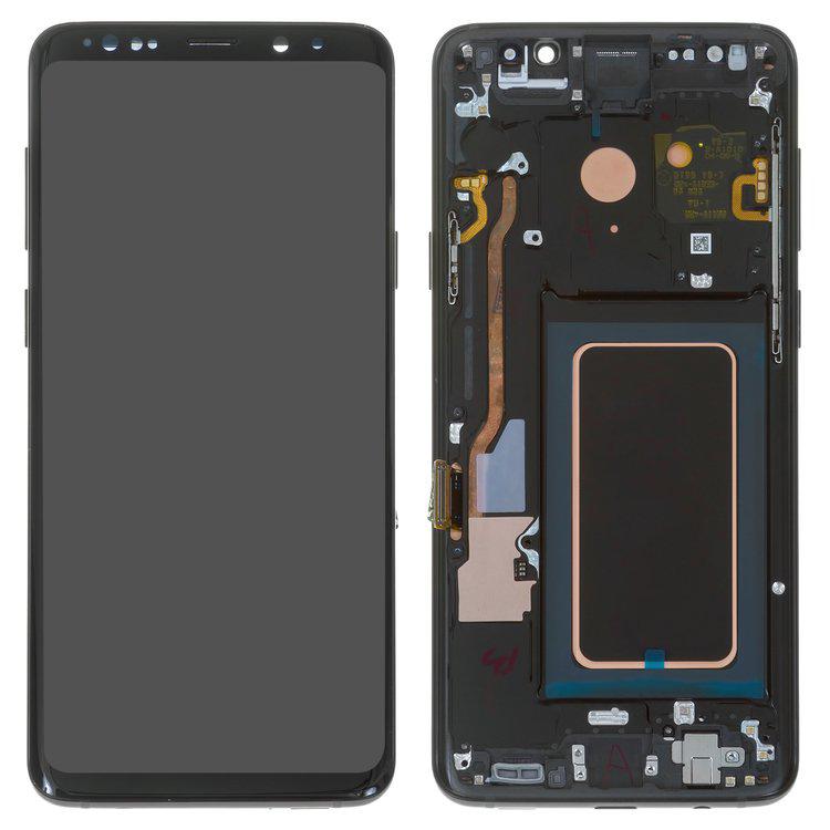 

Дисплей для Samsung G965 Galaxy S9 Plus, чорний, із сенсорним екраном, з рамкою, оригінал (переклеєне скло), midnight black