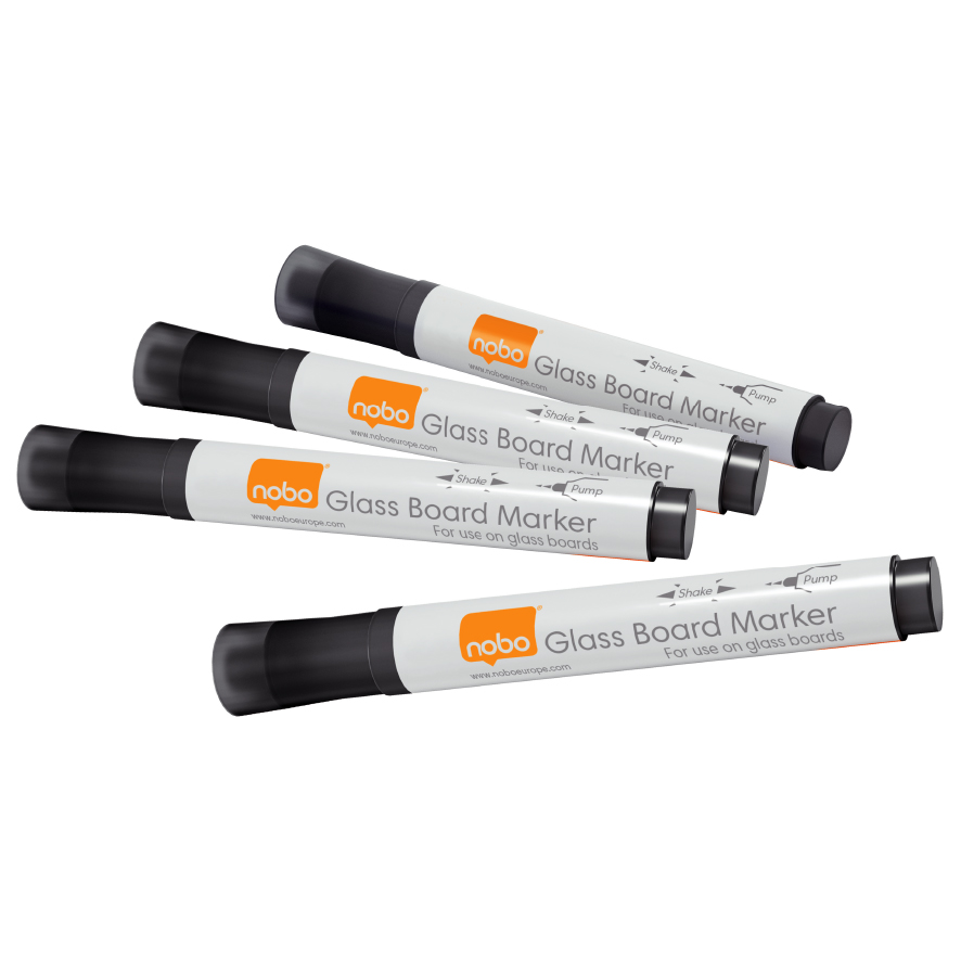 

Набор маркеров Nobo Glass Whiteboard Marker 4 штуки черные (1905322)