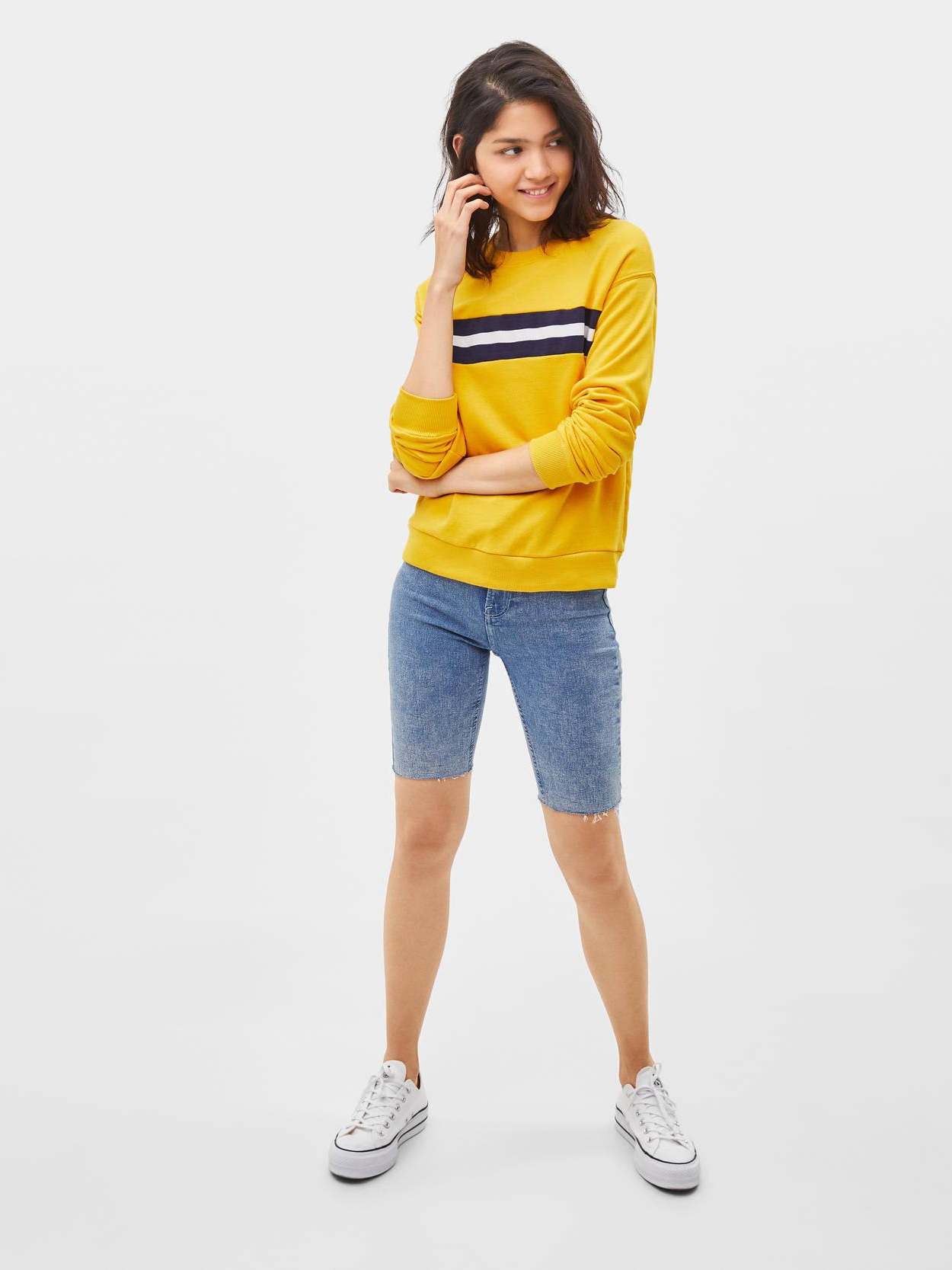 

Свитшот Bershka 7031/498/319-ABFN M Желтый с синим