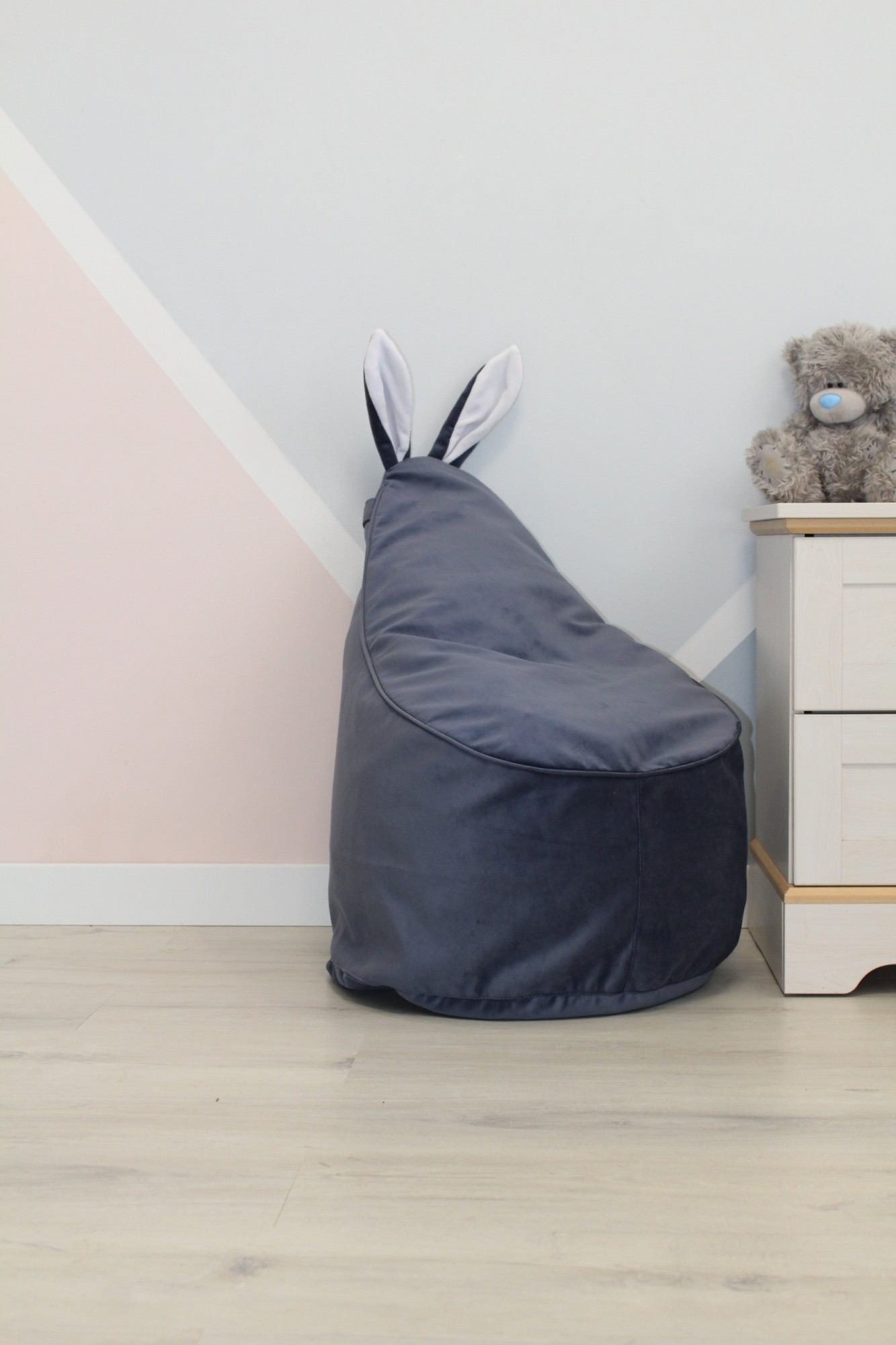 

Детское велюровое серо-фиолетовое Кресло-мешок 80*55 Maikinbaby