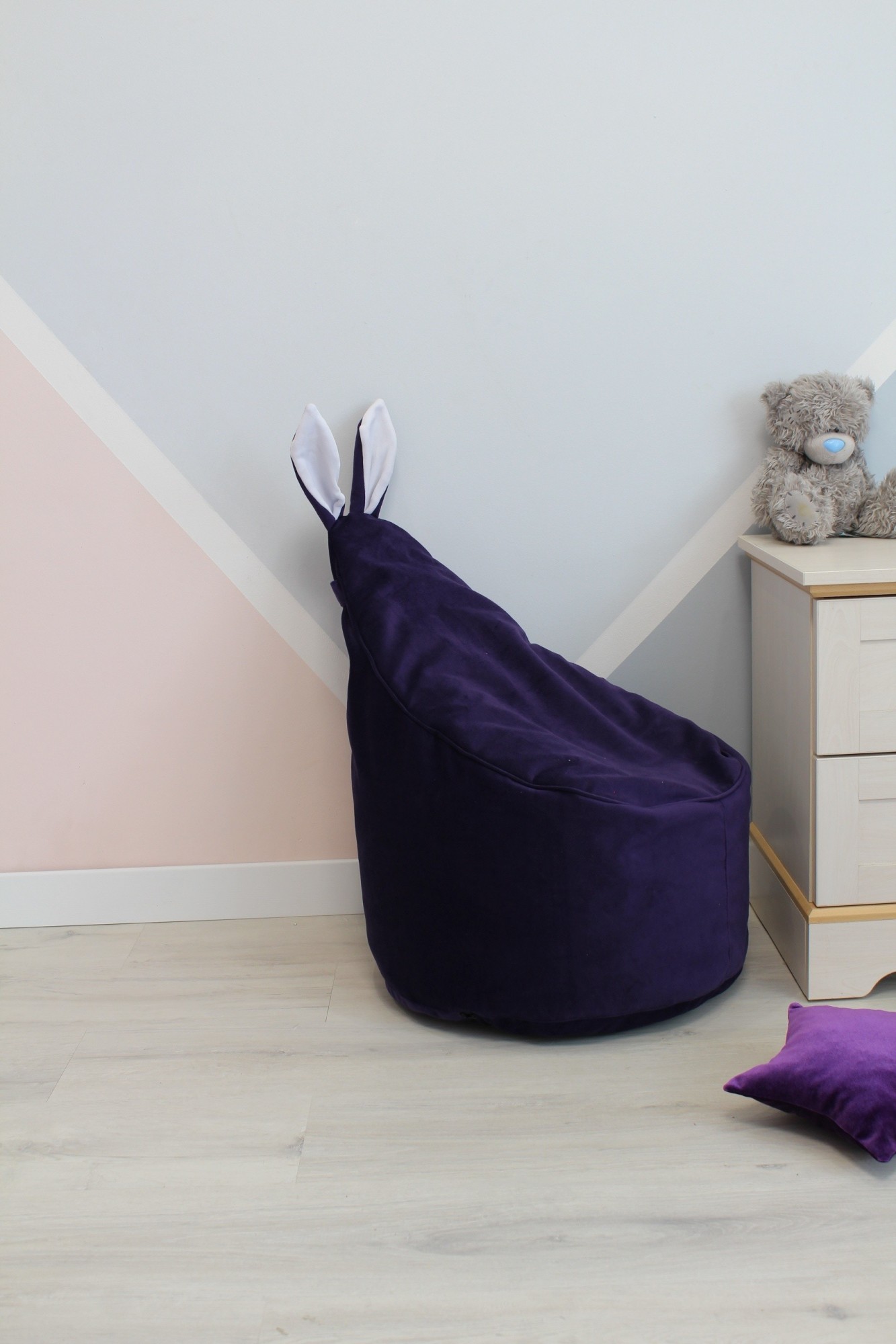 

Детское велюровое темно-фиолетовое Кресло-мешок 80*55 Maikinbaby