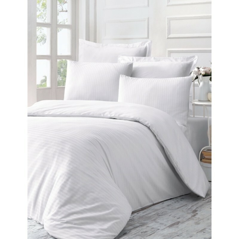 

Комплект постельного белья Без бренда Сатин-страйп Lux 200х220 White Premium