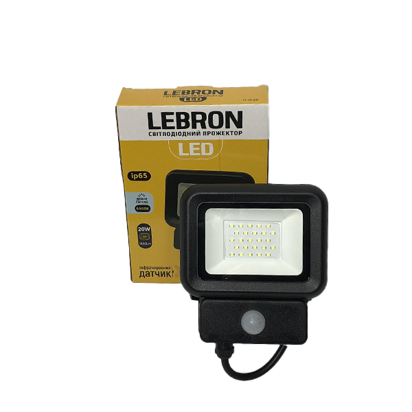 

LED прожектор с датчиком движения LEBRON LF-20S, 20W, 1600Lm, 6500К (4416)