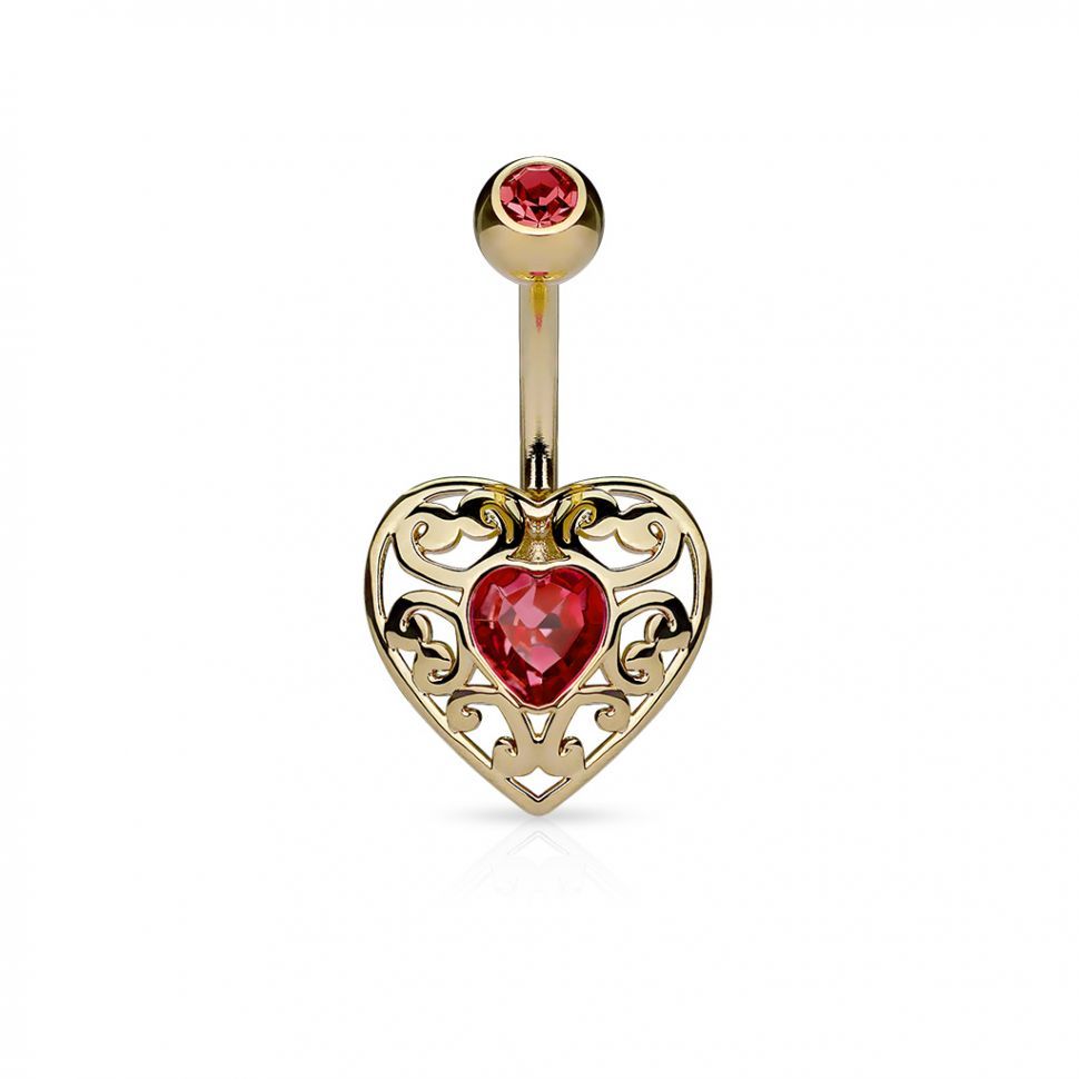

Пирсинг пупка банан PiercedFish N16378 в форме сердца с красным фианитом (Цвет: Красный)